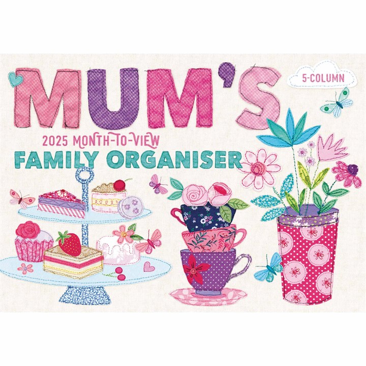 Mum's Fabric & Buttons A4 Family Organiser 2025