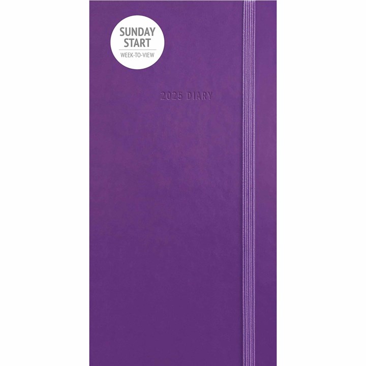 Sunday Start Purple Soft Touch Slim Diary 2025