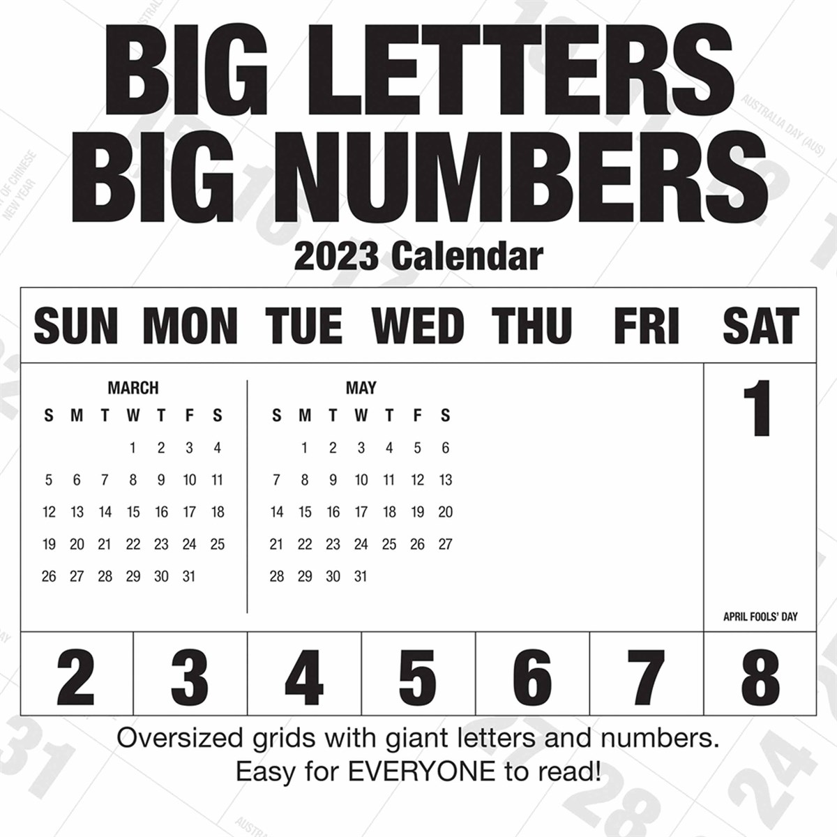 Big Letters, Big Numbers 2023 Calendars